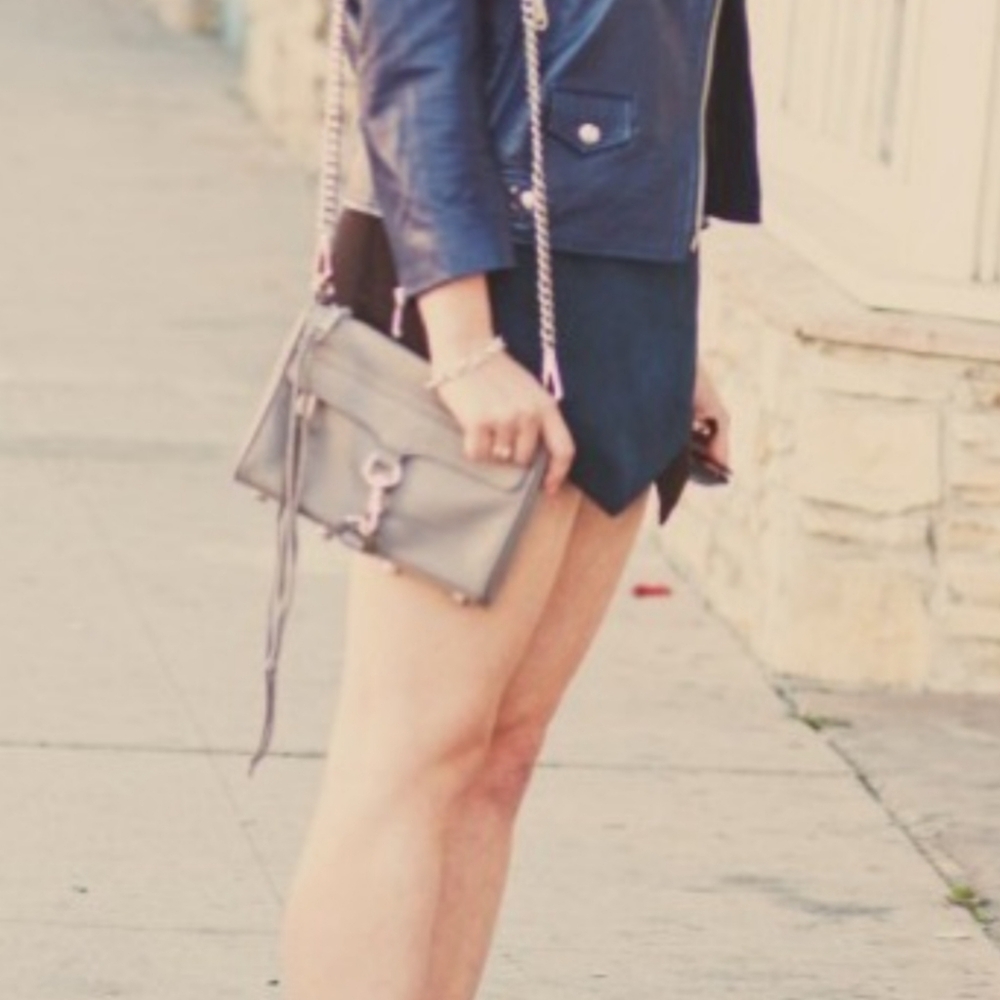 Rebecca Minkoff Metallic Silver Leather Mini MAC Crossbody Bag Studded Bottom - Picture 17 of 17